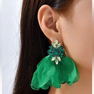 Rhinestone & Flower Decor Drop Earrings